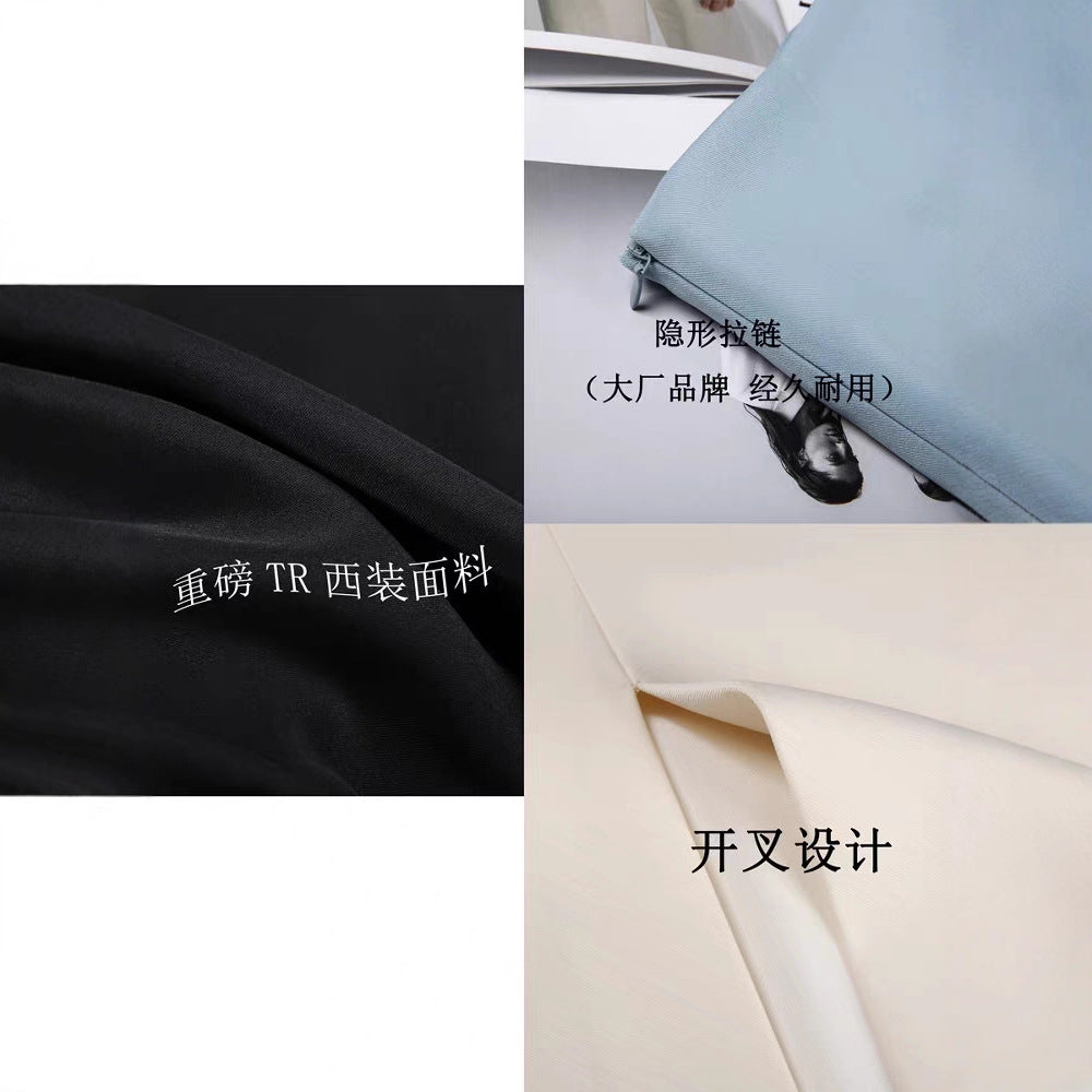 High-end woolen half-length skirt for women's autumn and winter temperament, high waist, hip-wrapped straight skirt, back split, slim and thin skirt