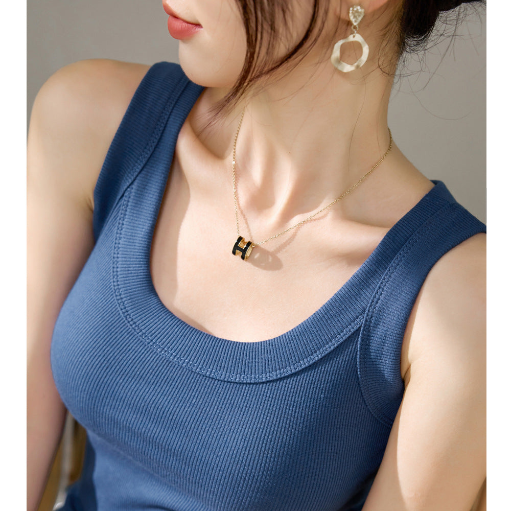 2026 summer new excellent cotton sports sling vest women's outer wear slim fit large size versatile bottom top sleeveless