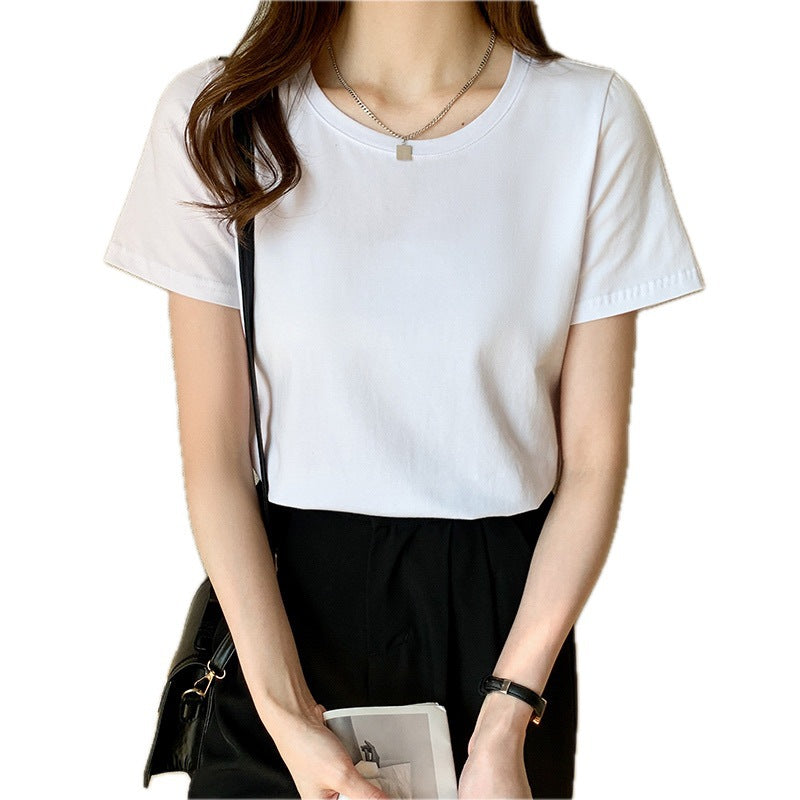 White short-sleeved t-shirt women's 2025 new loose spring and summer base inner t-shirt versatile foreign style top thin