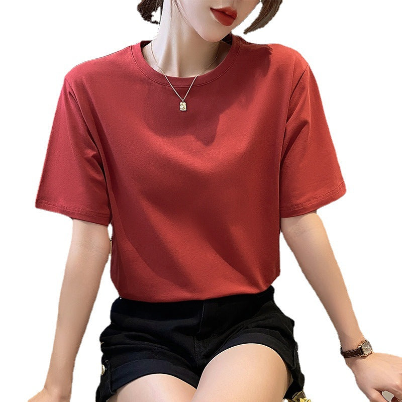[LOGO Customization] Cotton Loose T-Shirt Women's Short Sleeve Casual Versatile Half Sleeve Large Size Top Comfortable Commuting