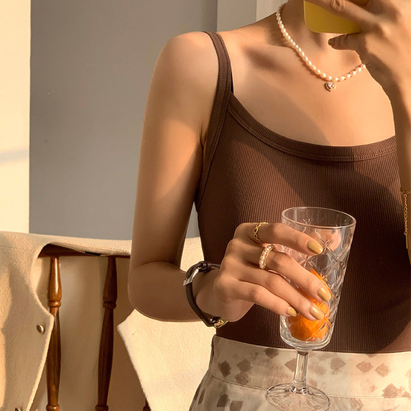 High-quality 300g high-elastic thin thread small suspender vest women's bottoming shirt 2026 summer new versatile outer wear trendy