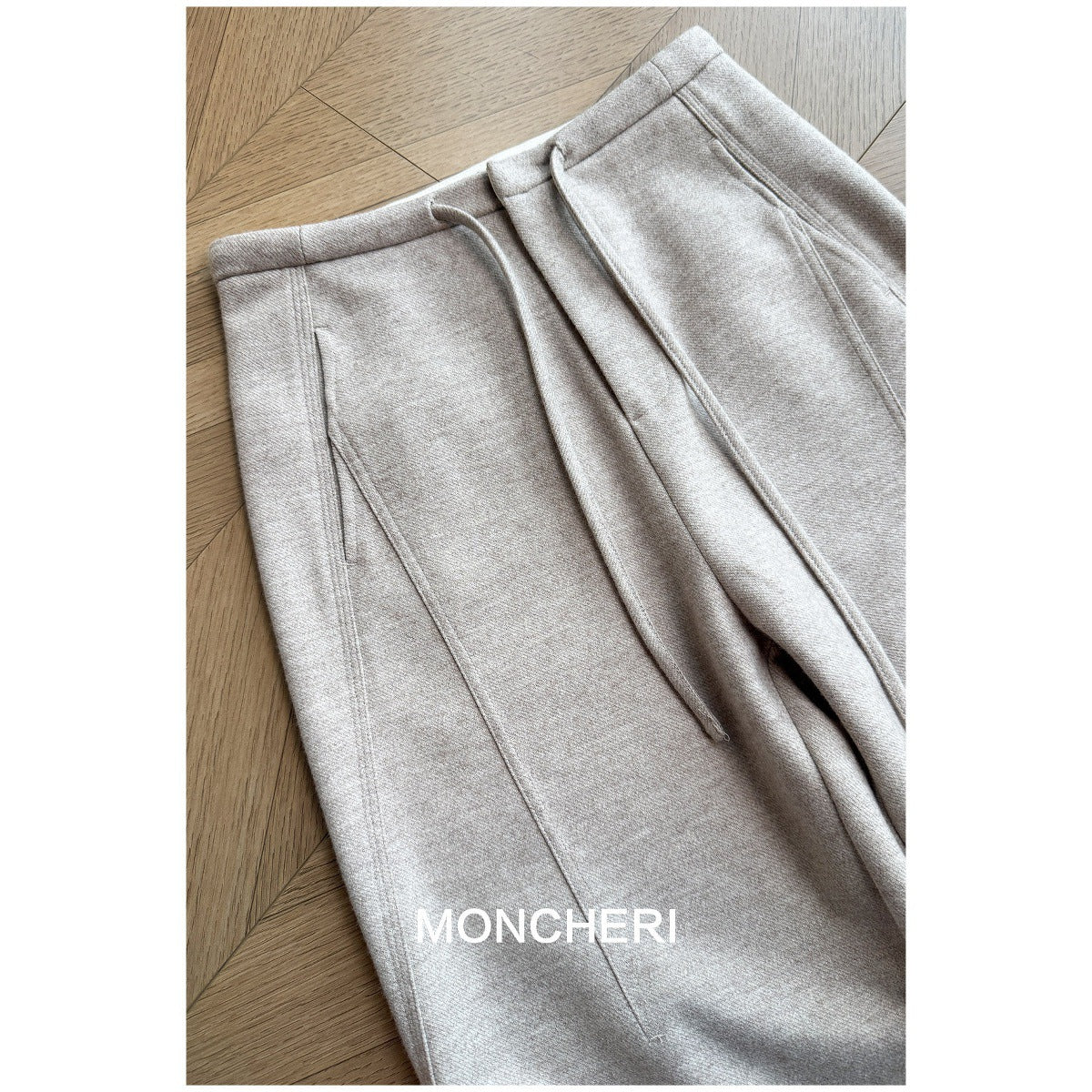 [Curve pants] Delicate waist design 3D three-dimensional diagonal pull side seam splicing hairy wide-leg straight pants women