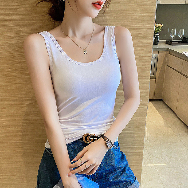 Cotton Slim-fit Vest Women's Inner Suspender Women's Versatile Sleeveless Top Bottom Shirt Trendy Short Cross Vest