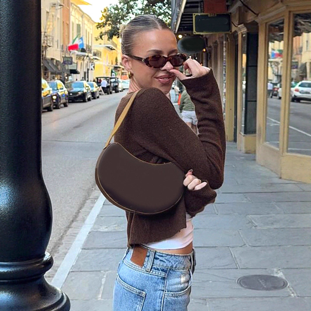 American simple style solid color breasted crew neck woven cardigan autumn and winter new lazy casual versatile slim short coat