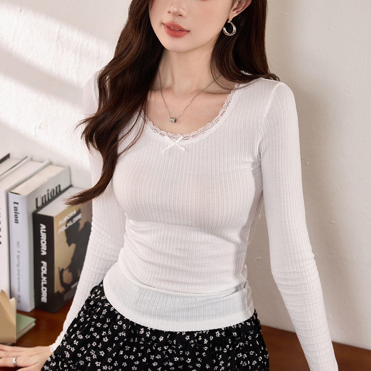 #Excellent choice #Slightly transparent sexy lace T-shirt women's long-sleeved 2026 autumn new pure desire bottoming shirt