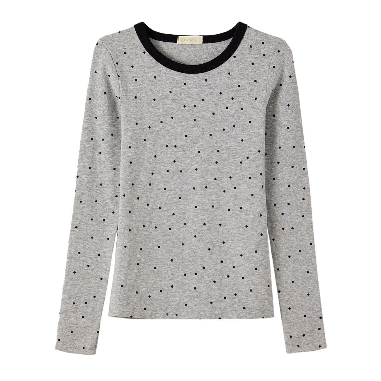#Quality to do high-quality #age-reducing playful polka dot T-shirt women's long-sleeved 2026 autumn clothing new contrasting color slim-fitting bottoming shirt