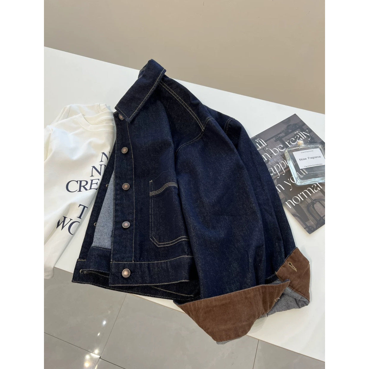 CHAO grade no D recommendation! Loose lazy jacket Korean version bf style retro dark blue denim jacket women's autumn