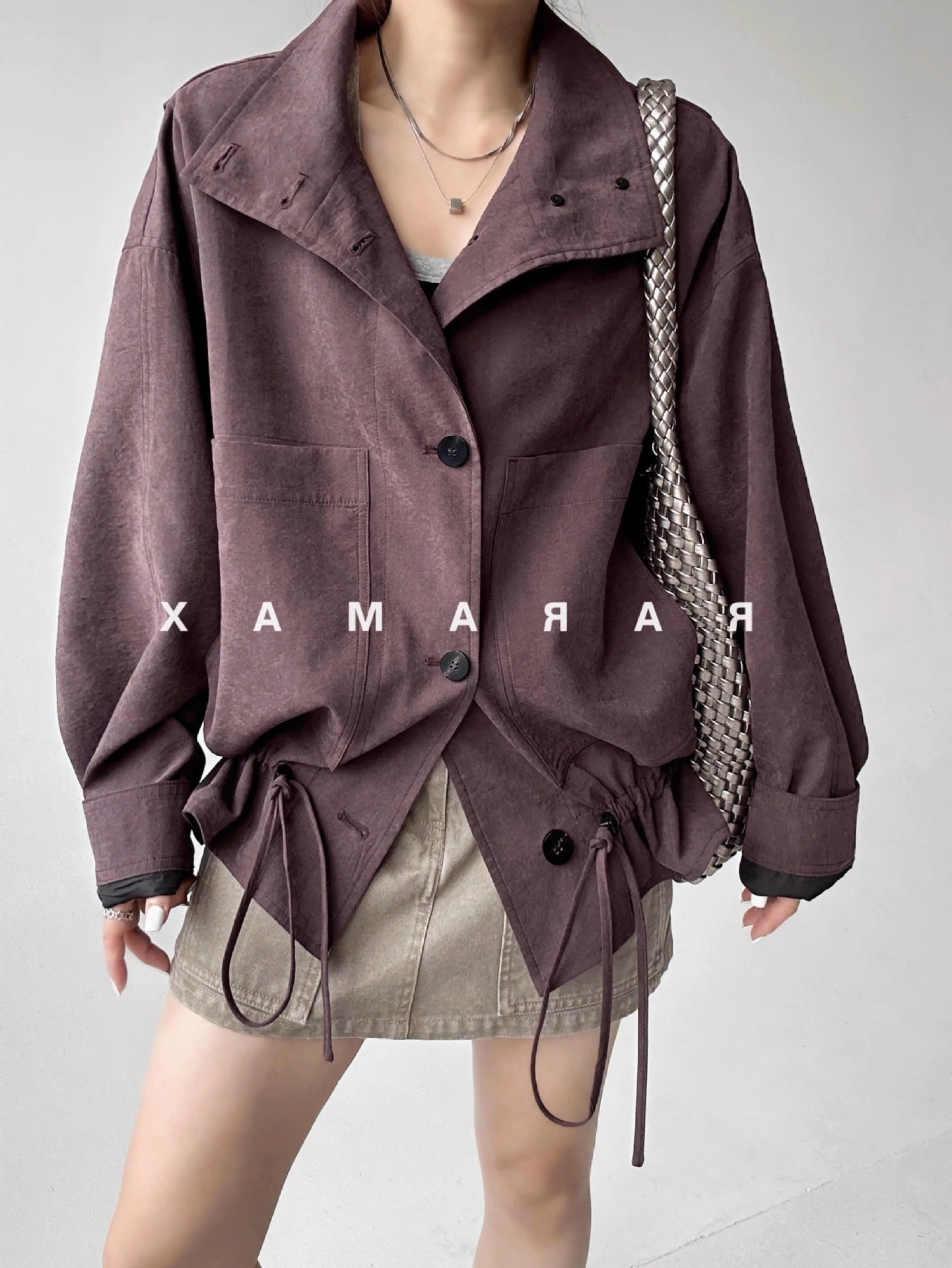 RAPAMAX mist Jiang purple~ mottled soft coke fleece feeling~ retro slack~ bud type, copper ammonia jacket