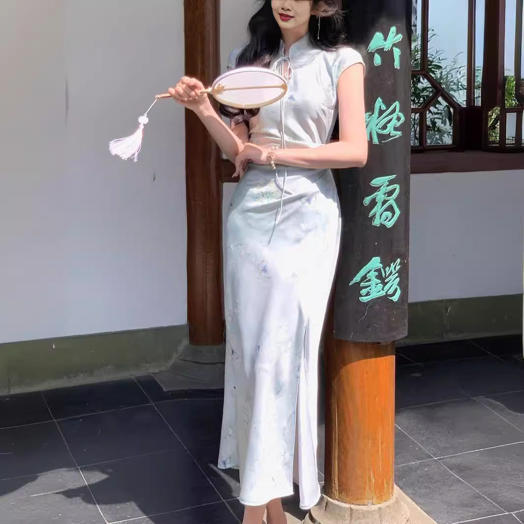 Haute couture clothing new Chinese 2025 retro improved cheongsam dress women's summer split hip skirt thin spring and summer models