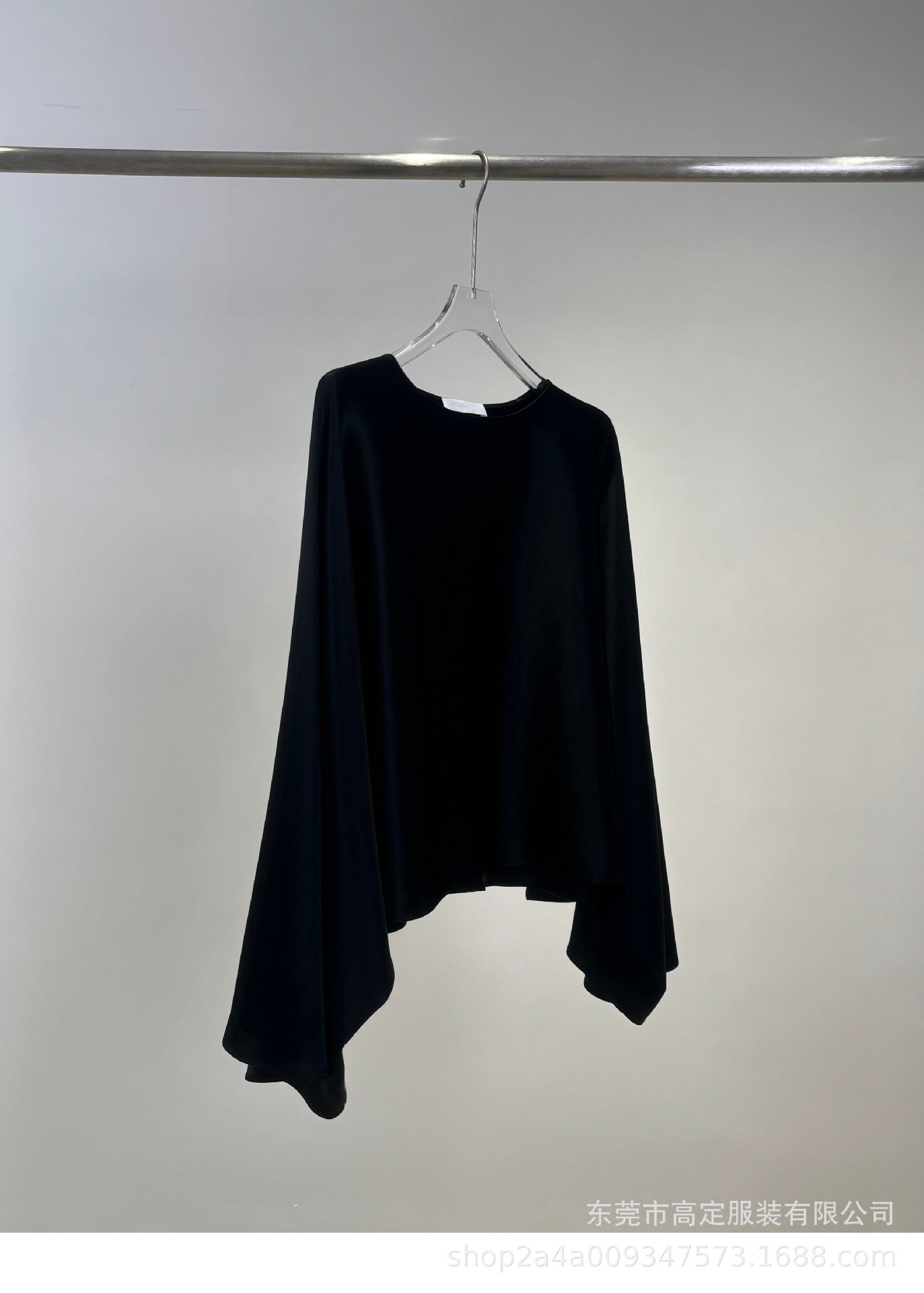 Haute couture spot Japan imported acetic acid one piece glossy top long sleeves huge thin static luxury minimalist horn sleeves