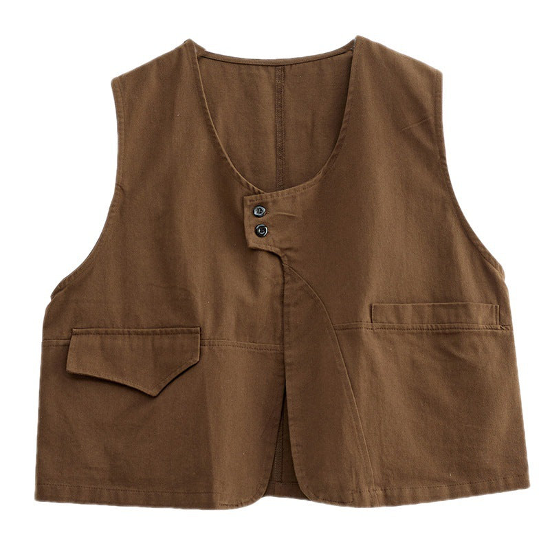 The real shot will be in the autumn of 2025. The new Japanese stacked casual vest for women with casual tooling vest 9321.