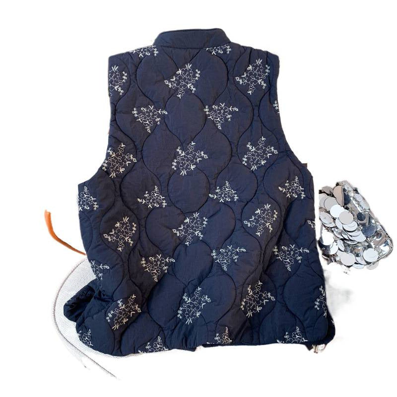 Real shot 2025 winter new heavy industry embroidery retro new Chinese vest warm down cotton jacket vest jacket