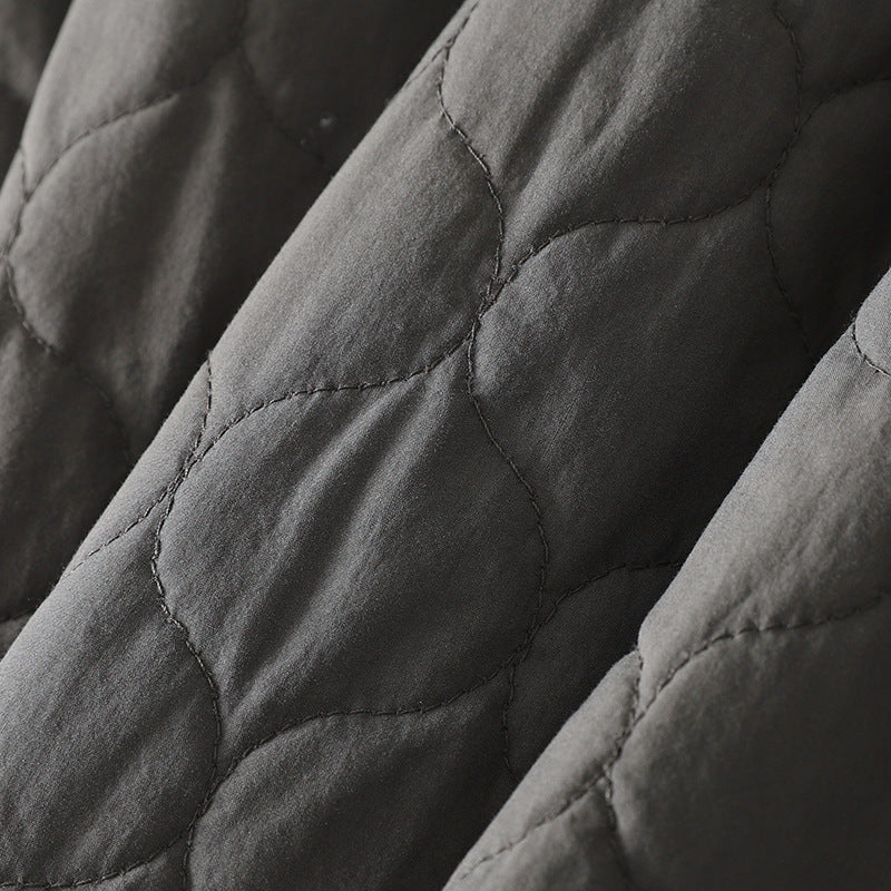 Literary and retro gourd grid fluffy coat for women's 2025 autumn and winter new loose cotton-padded Mori sweet solid-color cotton clothes