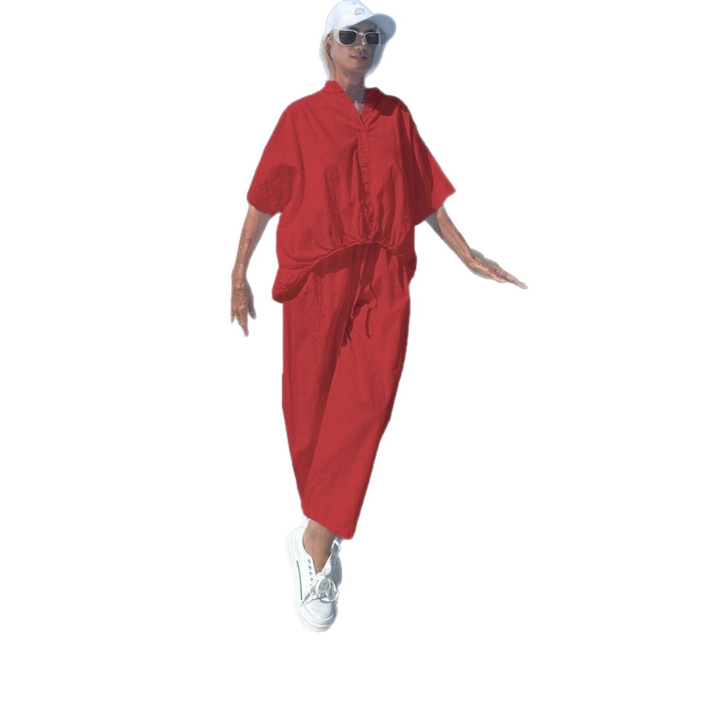 2025 summer new European and American cross-border Amazon simple solid color lapel short-sleeved fashion casual shirt set