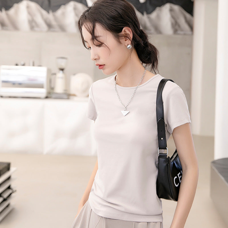 Selection of high-quality cotton bottoming shirt women's short-sleeved 2026 summer new tight and thin sexy inner versatile t-shirt top