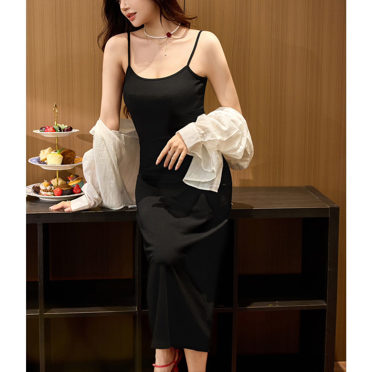 [High quality] Pure cotton suspender dress women's summer 2026 new inner vest long dress knee to ankle