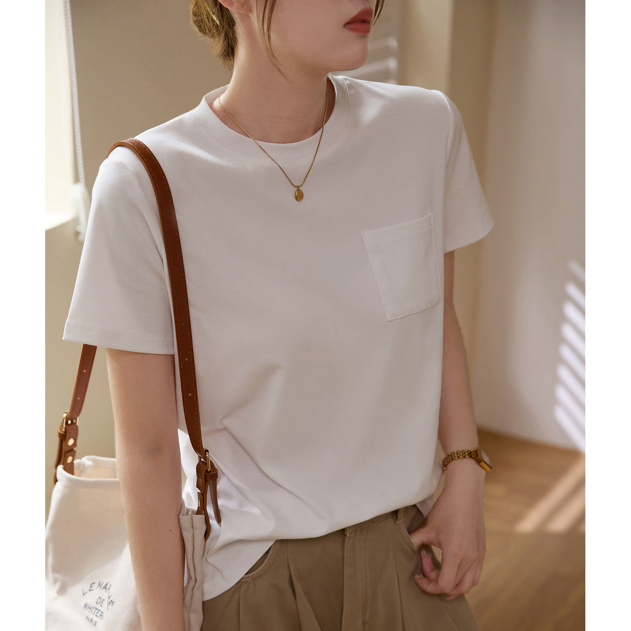 [High quality] Combed cotton T-shirt women's casual loose 2026 summer new versatile short-sleeved top shirt