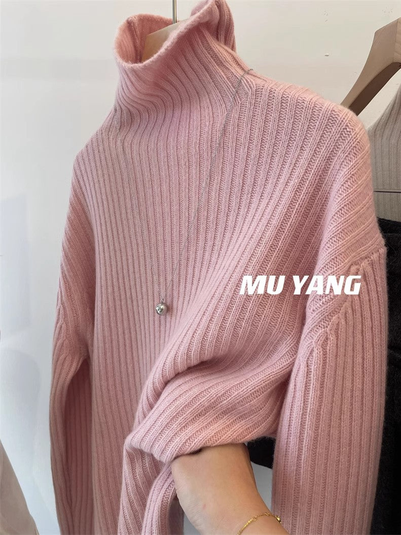 MUYANGA all-wool C-position turtleneck sweater! Thickened pit strips look thin and loose in winter, with a bottomed shirt for women