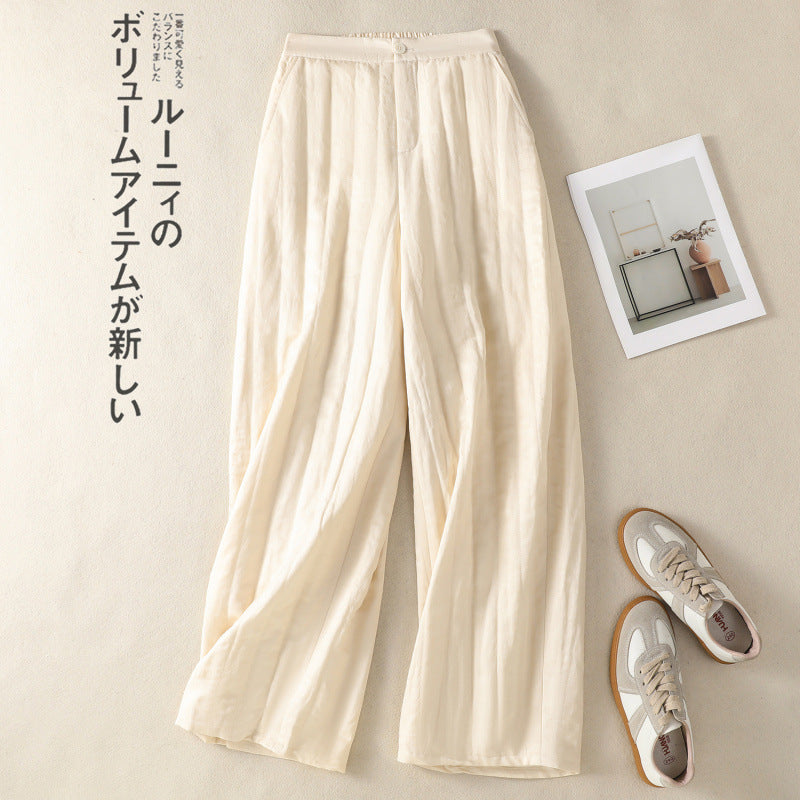 Real shot cotton pants women's winter 2025 new outer wear thickened warm high waist loose wide leg pants