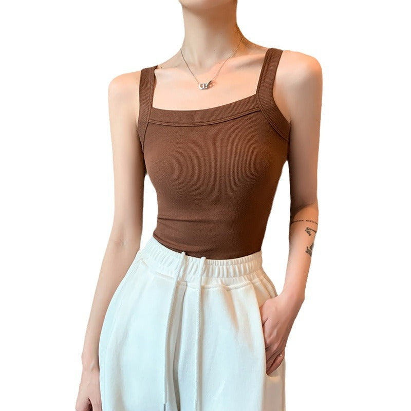 Selection of high-elastic threaded sling vest for women's summer 2026 new anti-light cover breasts with bottom top