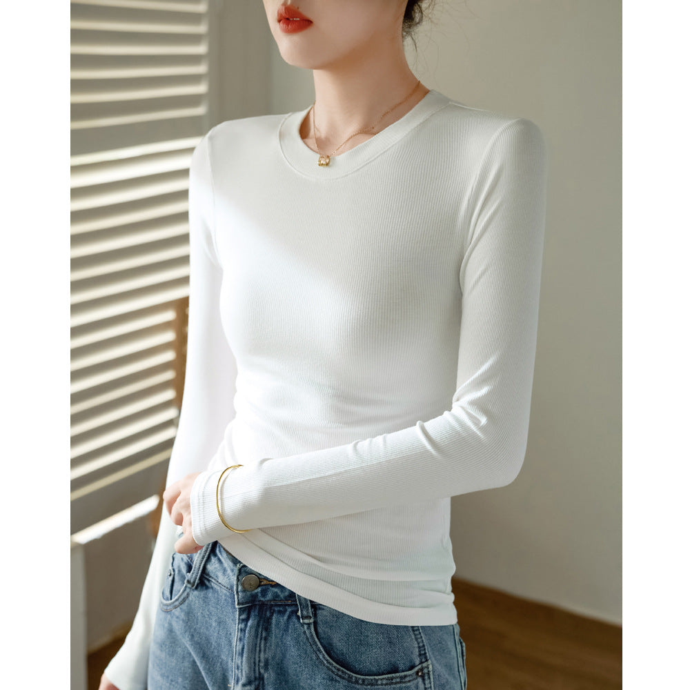 300g selection of high elastic thin thread cotton long-sleeved bottoming shirt women's 2026 autumn new versatile and thin top t-shirt