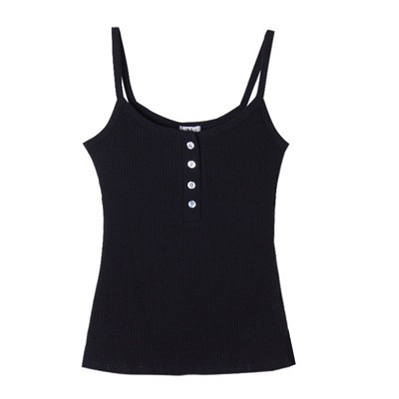 Premium Maillard cotton sling vest women's summer button 2026 new base with pure desire backless top
