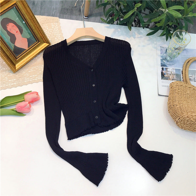 [Ruth Wear] Temperament Gentle Pink Early Autumn Knitted Cardigan Women's Sunscreen Air Conditioning Shirt Short Outer Top