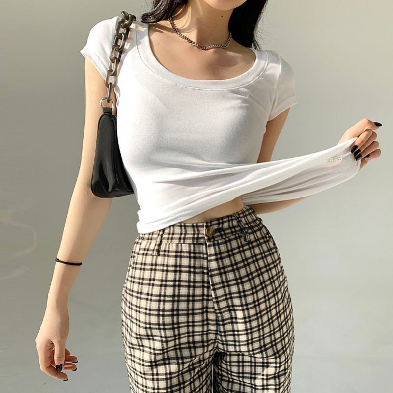 230G cotton short-sleeved women's t-shirt pure cotton 2026 new summer dress slim and thin solid color large size top bottoming shirt