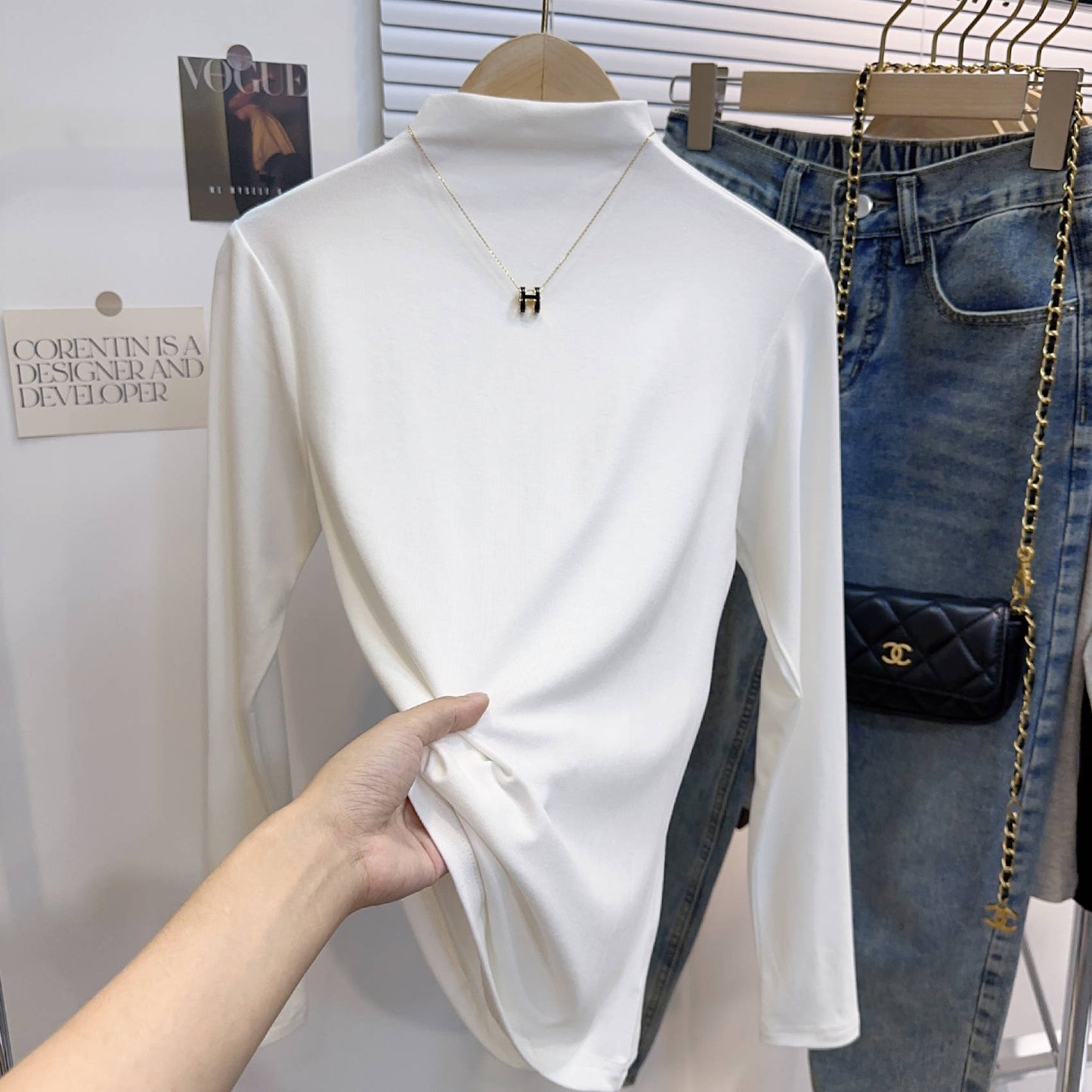 Semi-turtleneck bottoming shirt women's 2025 new autumn and winter inner threaded fashionable foreign style long-sleeved knitted beautiful top