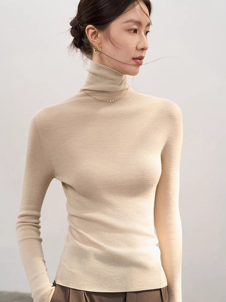 All wool Yangtze yarn seamless integrated knitted sweater high neck slim inner layer skinny knitted base layer women's autumn and winter