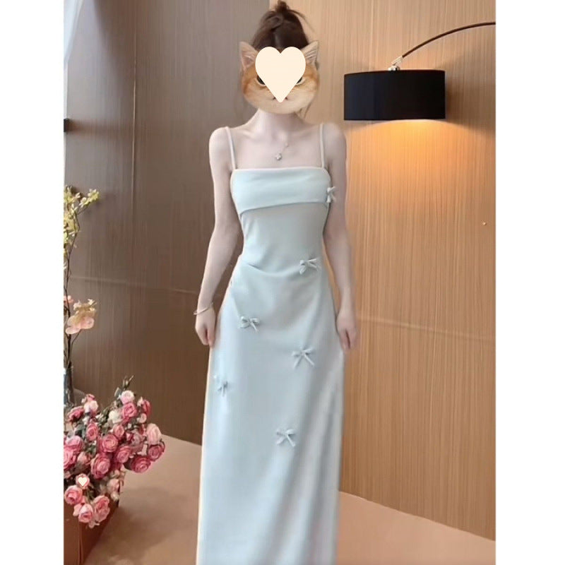 Sweet and cool pink three-dimensional bow suspender tube top dress women's spring and summer spice girls close waist and look thin skirt tide