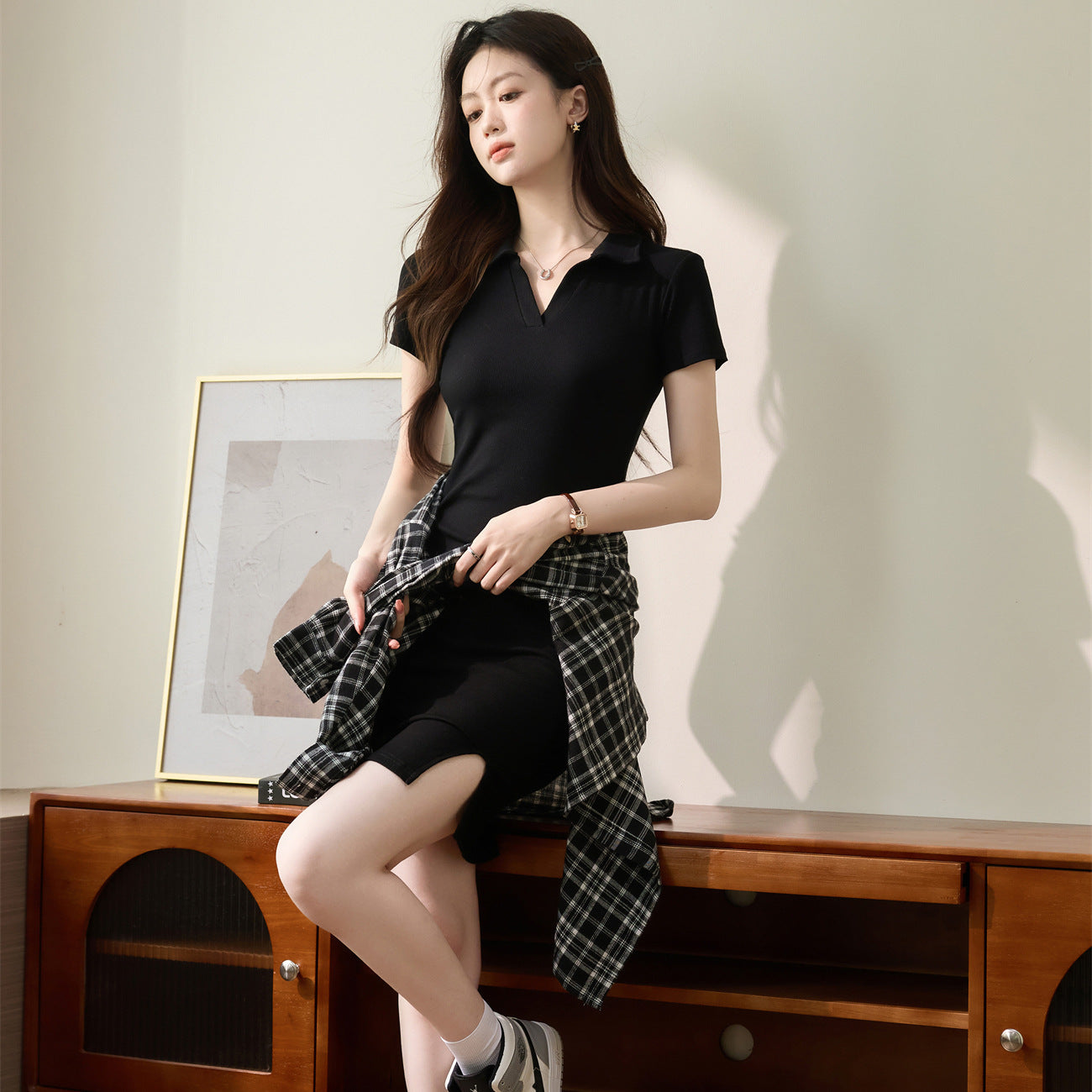 [High quality & no fear of goods ratio] Polo collar dress women's summer 2026 new waist sexy short skirt