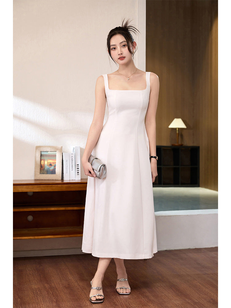 Spring Girl Wind~ Acetic Acid Mess French Temperament Celebrity Royal Sister Wind Suspender Dress Long Gentle Commuter