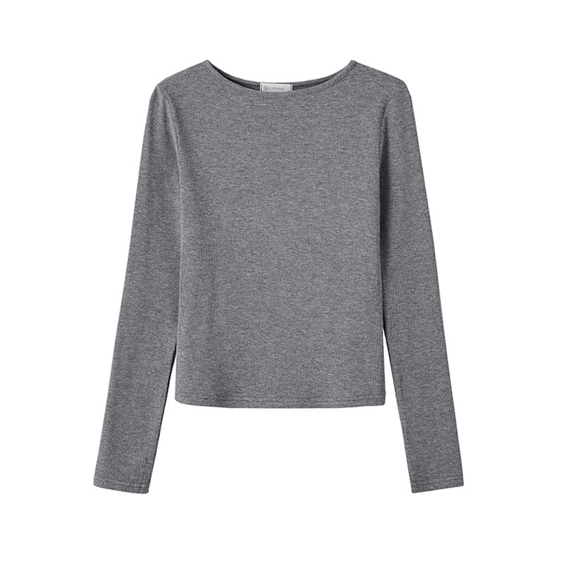 #Selection of high-quality products #One-word small round neck slim-fitting and thin T-shirt women's long-sleeved 2026 autumn new inner bottoming shirt
