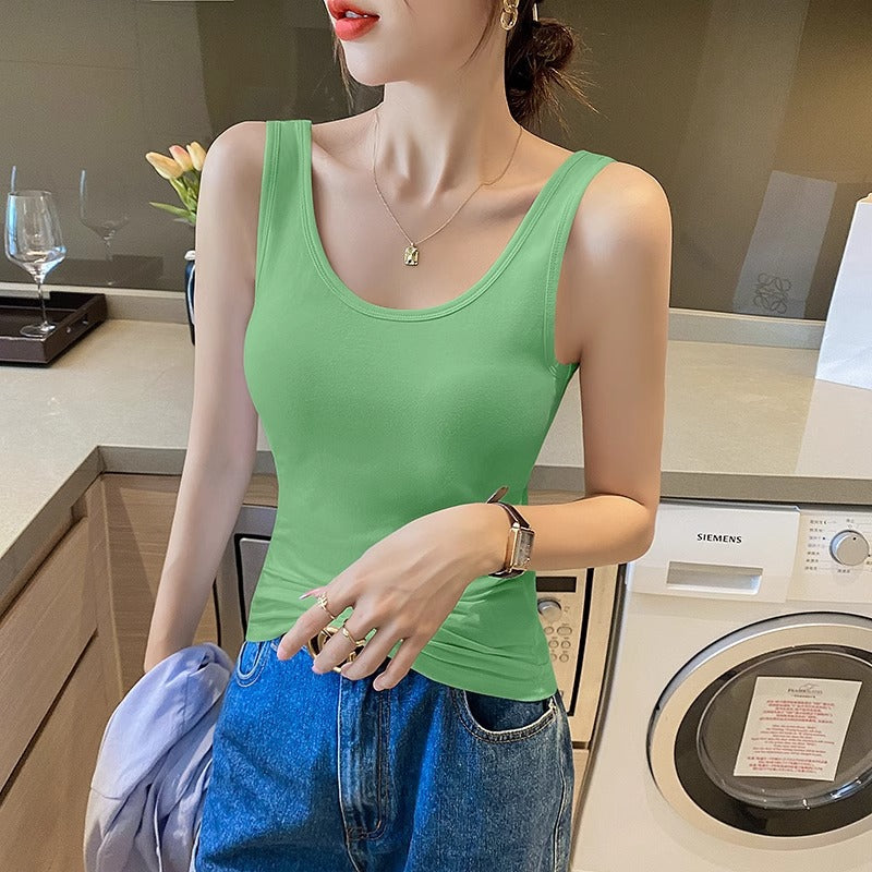 Beautiful back white camisole women's summer wear sports cotton sleeveless slim underwear with a base summer yoga top