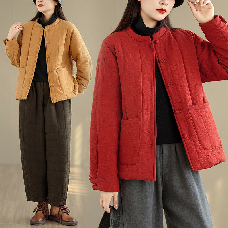 In the winter of 2025, the new padded jacket padded clothing is literary, loose and casual, personalized women's short padded clothing women