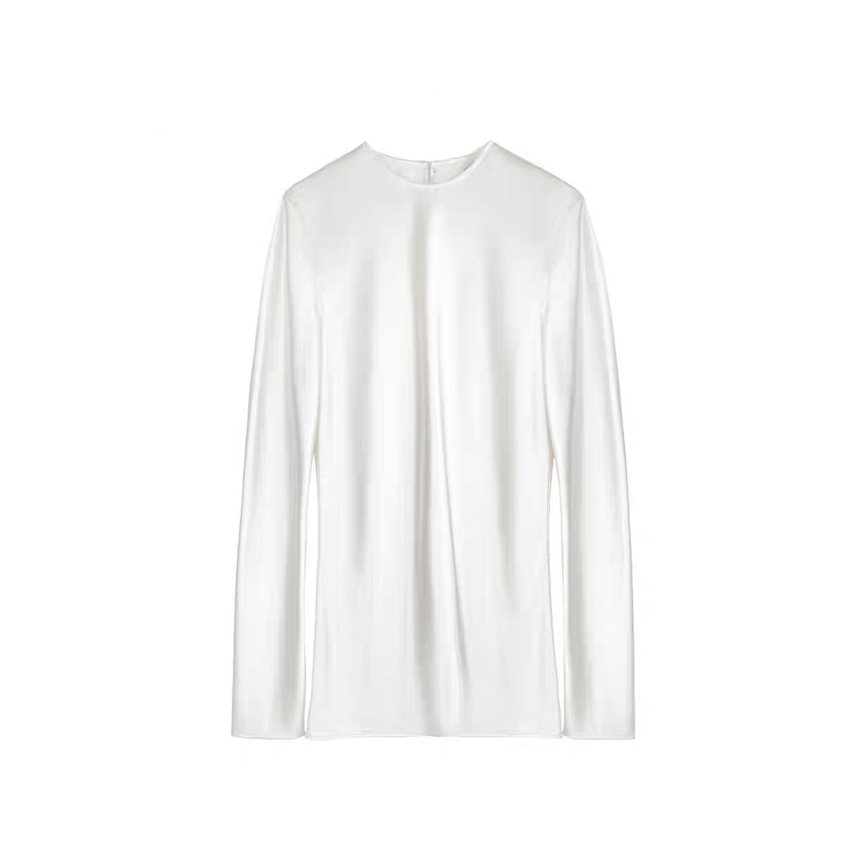 Heavy pearlescent 40 mmi silk Cleanfit quiet luxury haute couture cut crew neck shirt mulberry silk top