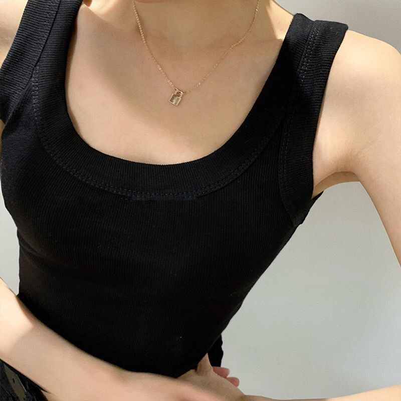 High-waisted short vest, women's cover, anti-light threaded cotton open-button bottomed halter top, new in summer 2026.