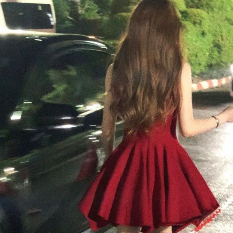 Bow new dress rose life summer premium French daughter waist thin birthday princess short dress