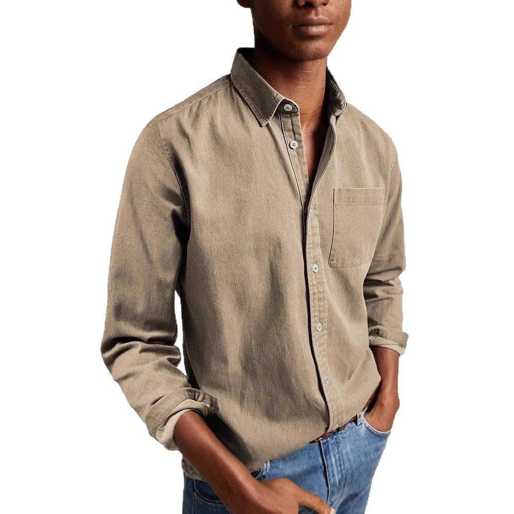 2025 cross-border foreign trade e-commerce Amazon men's shirt long-sleeved lapel business casual men's spring new products