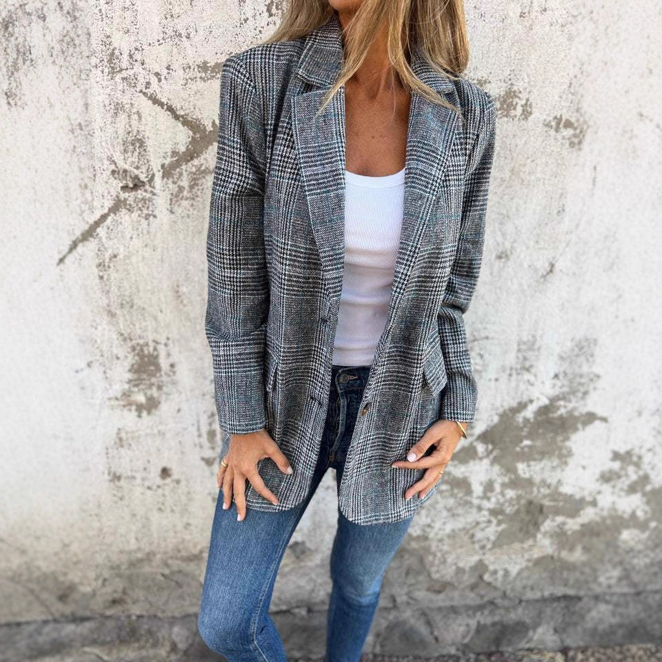 Amazon, cross-border European and American spring and autumn new women's cardigan jacket temperament fashionable casual retro lapel suit