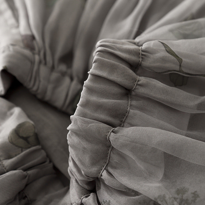 Real shot 2025 summer new solid color large size literary retro loose casual double-layer skirt women #8861