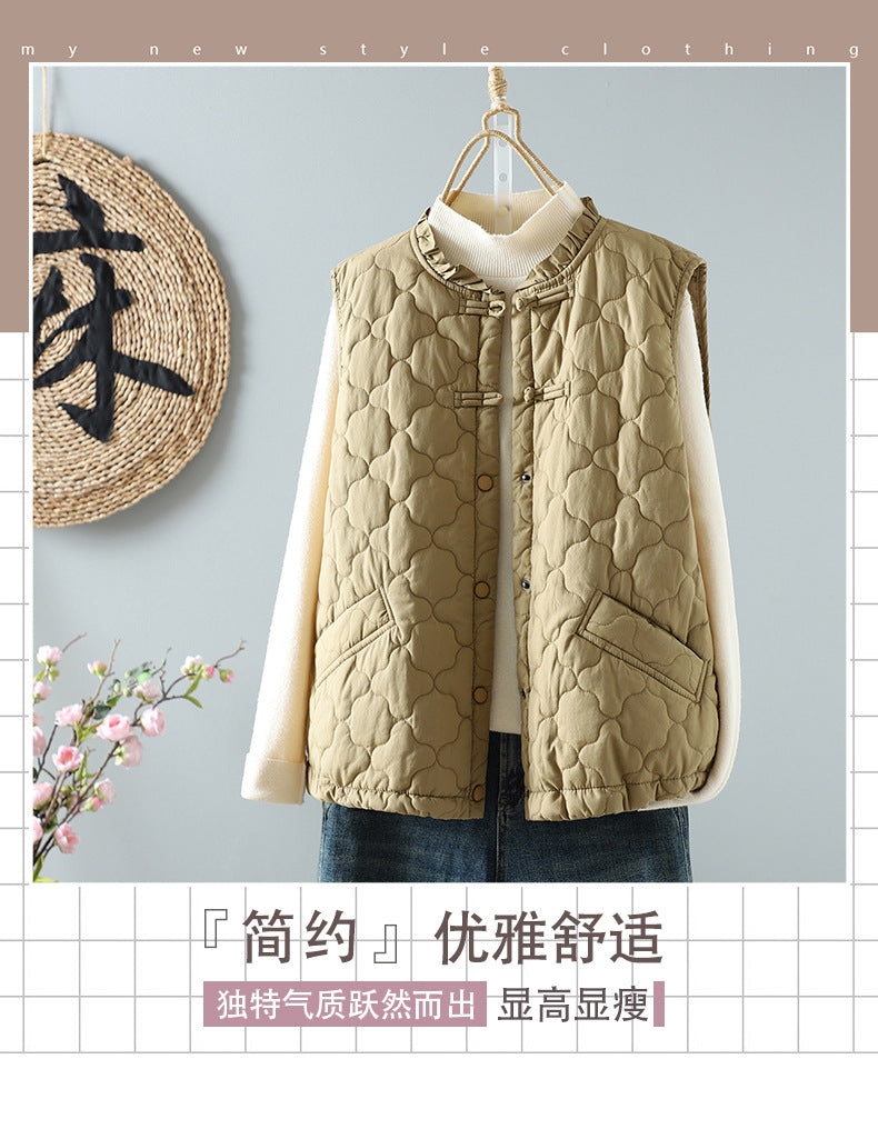Real shot 2025 new autumn and winter Korean version loose large size retro buckle thickened casual vest women's model