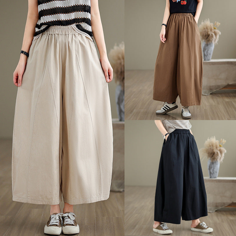 Real shot 2025 summer new Japanese loose wide-leg pants slim three-dimensional large version casual pants women