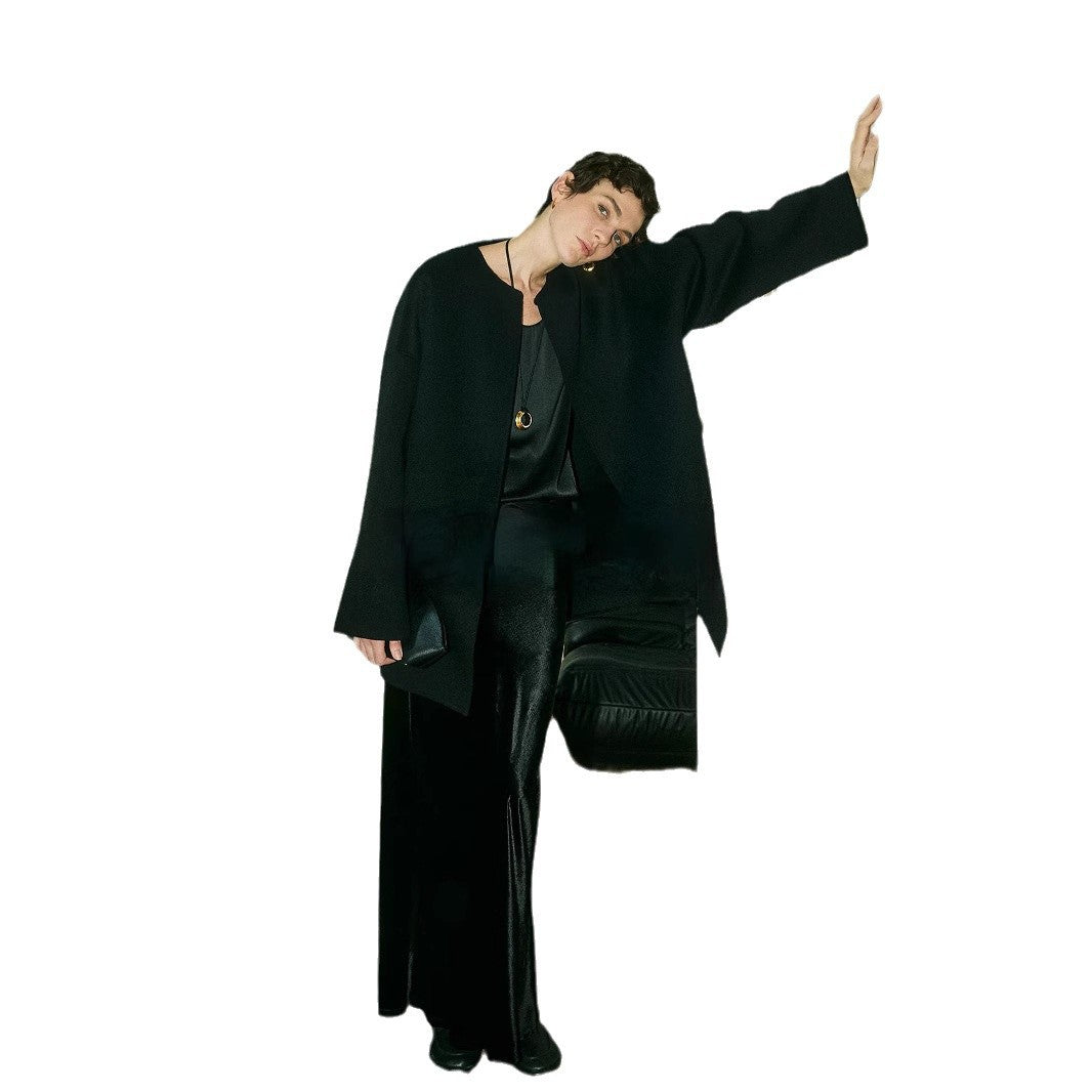 Velvet skirt women's autumn and winter high-end minimalist gloss H-shaped straight A-shaped retro long skirt skirt