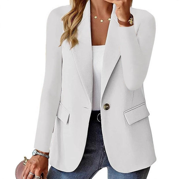 2025 Amazon WISH explosion, autumn long-sleeved solid color cardigan small blazer women