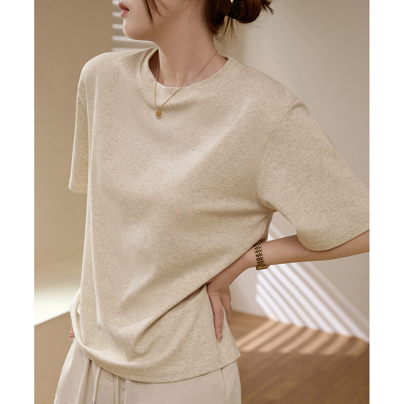 #Quality to make high-quality #pure cotton T-shirt women's short-sleeved casual loose straight 2026 summer new crew neck top bottoming shirt