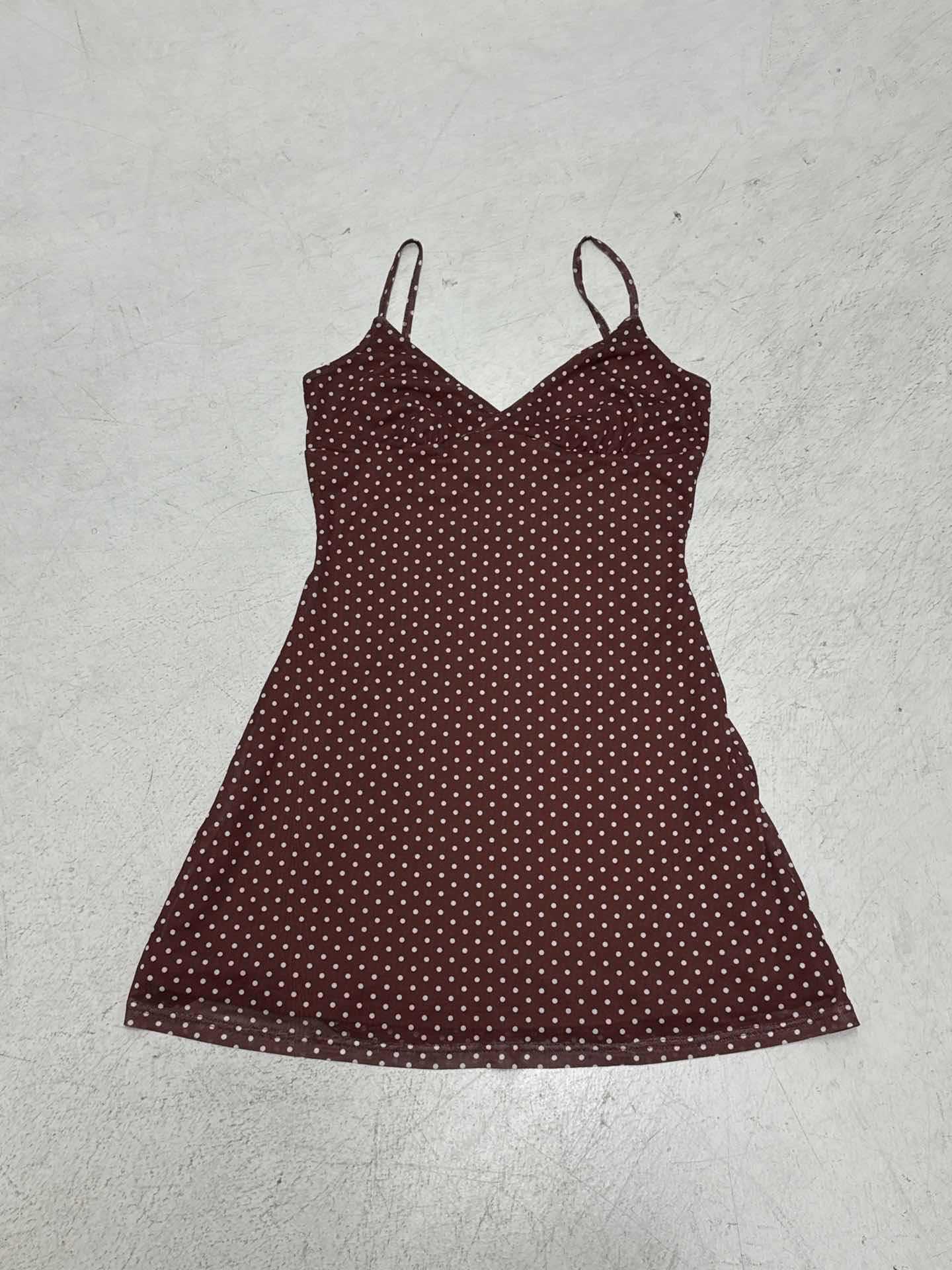 Elegant French style polka dot V-neck suspender dress temperament sexy backless lace-up design waist A version short skirt