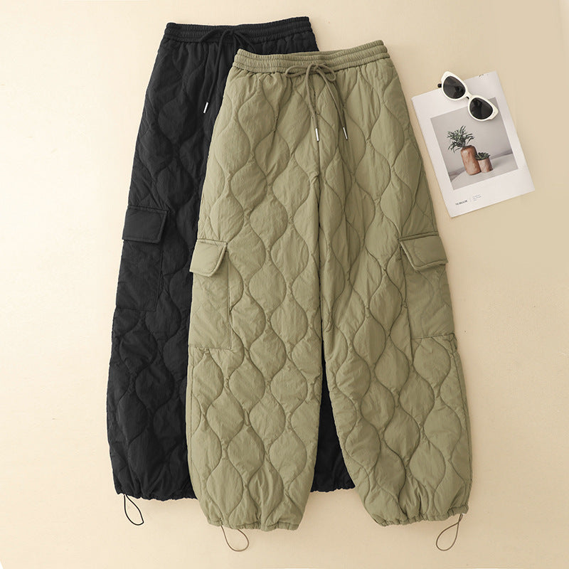 Real shot 2025 winter new retro outdoor cotton pants women's thickened thermal tooling casual pants children