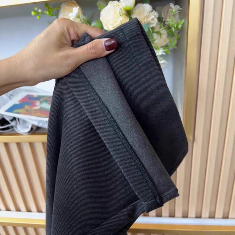 Today's dress recommendation! European loose straight woolen casual trousers autumn and winter gray woolen wide-leg trousers women